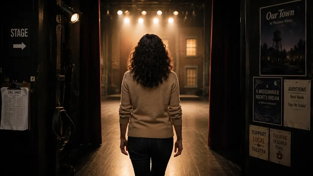 Melissa on stage with her hair down